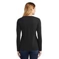 thumbnail image 2 of Port Company Ladies Long Sleeve Fan Favorite Neck Tee-S (Jet Black), 2 of 6