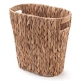 thumbnail image 1 of YANGQIHOME Papelera de baño de mimbre tejida a mano con asas para dormitorio, sala de estar, cocina, baño y oficina, cesta de basura de mimbre de jacinto de agua, 1 paquete de 13 pulgadas de largo x 7, 1 of 5