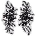 thumbnail image 1 of 2Pcs 3D Floral Sequin Applique Black Lace Bead Flower Embroidered Appliques Polyester Embroidery Sew on Tulle Patches for Sewing Making Dresses Clothes Craft Bridal Wedding Gown Decor Supply, 1 of 5