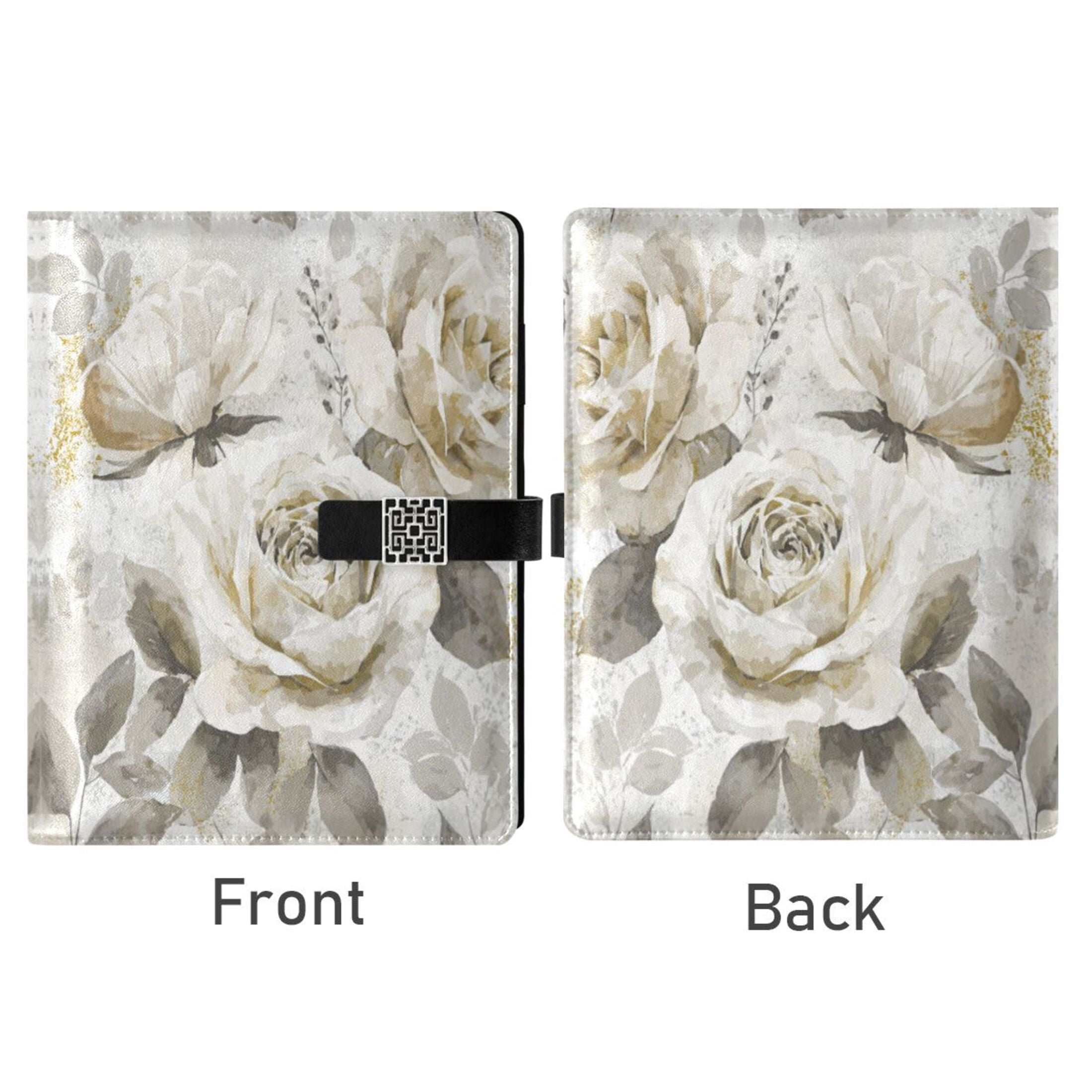 Leather Planner Leather Notebook Notebook Journal Binder Design Pen Pocket Design Convenient for Storage Dainty Delicate Floral Flowers