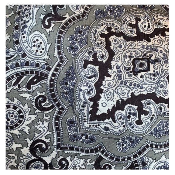 WYOMING TRADERS Paisley Silver/Black Regular Jacquard Silk Scarf (PSB)