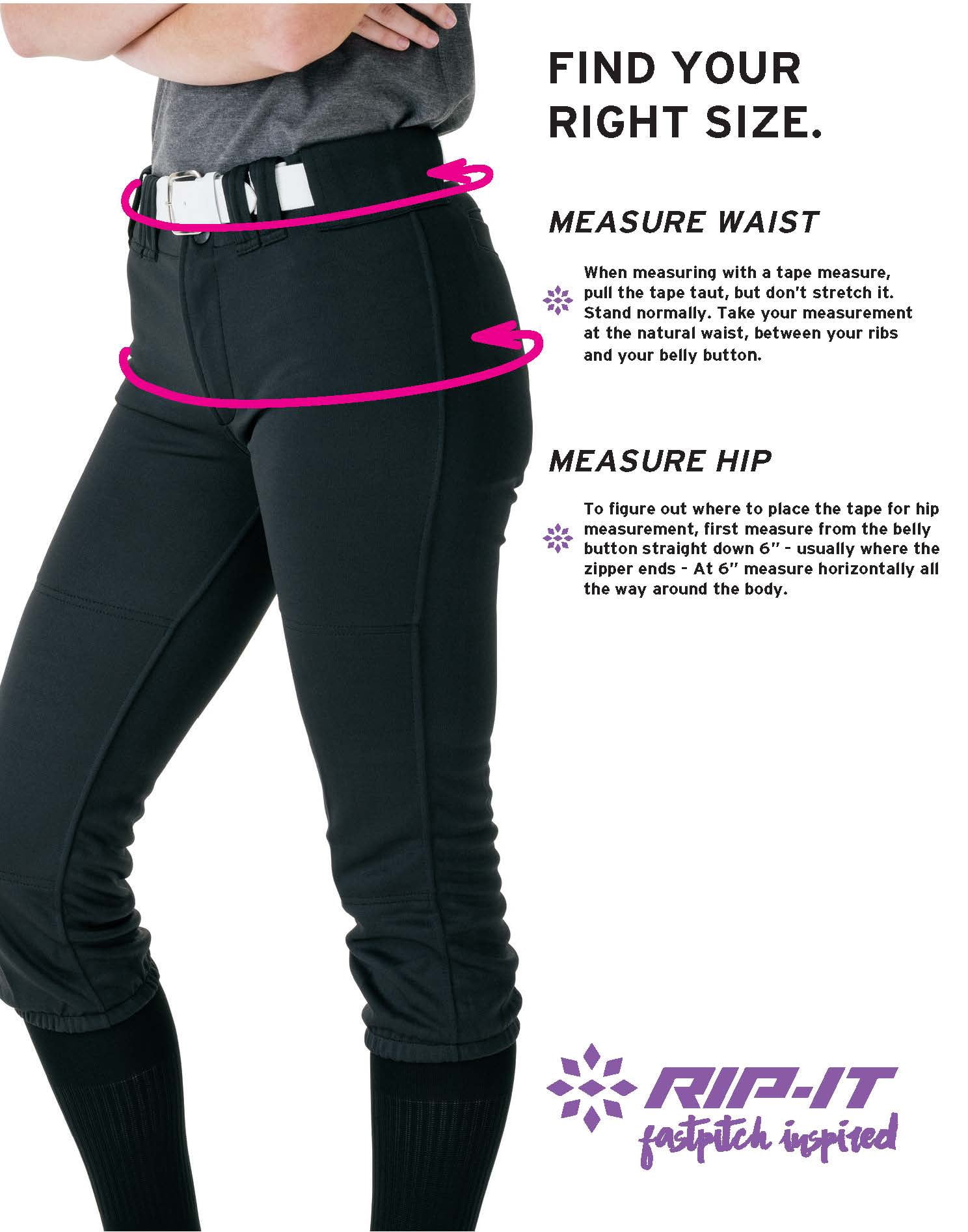 RIP-IT Girls' 4-Way Stretch Softball Pants PRO - Charcoal - X-Large