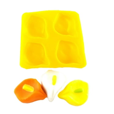 EDELAINE'S Calla Lily 4 Cavity Silicone Molds for Cream Cheese Mints , Chocolate