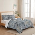 thumbnail image 5 of King Quilt Set 96''x106'', Blue Seaports Lightweight Bedspread Coverlet Set with 2 Pillow Shams, Vintage Ocean Anchor Shark Farmhouse Wood Breathable All Season Quilt Bedding for Bedroom/Guest Room, 5 of 9