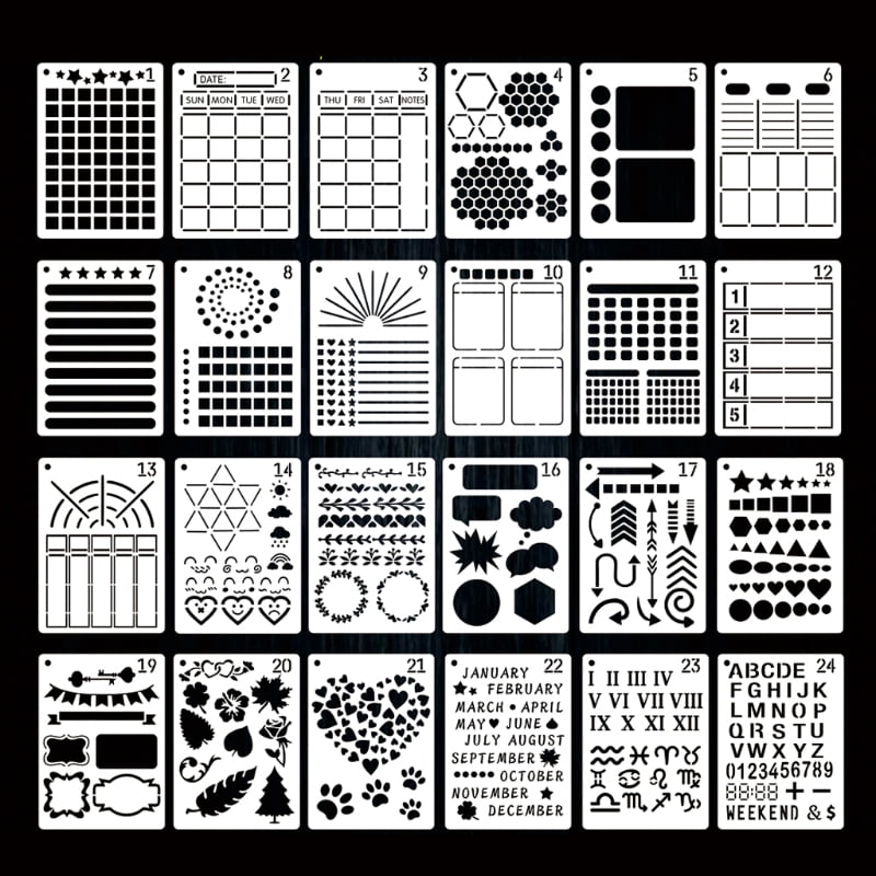 Red Sun Corner Stencil Set for Art Journals and planners