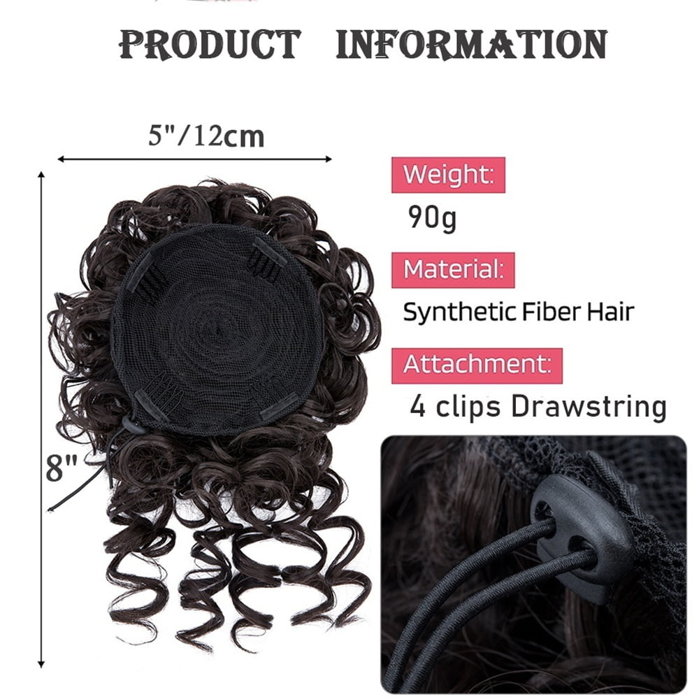 Messy Curly Hair Bun Scrunchies Extensions Synthetic Drawstring Ponytail Updo Hair Pieces for Women