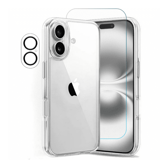 3-in-1 Entronix Bundle for iPhone 17, Heavy Duty Transparent Phone Case, 1 Screen Protector and 1 Camera Lens
