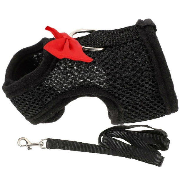 Breathable Bunny Harness for Everyday Walk and Weekend Party Black Mesh Cloth Small Pet Supplies
