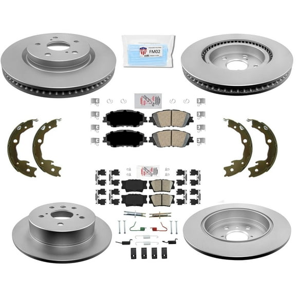 Coated Rotor Brake Rotors & Ceramic Brake Pads For 2020-2021 Toyota Camry 2.5L