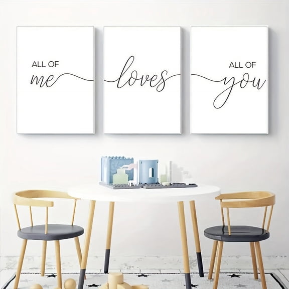 3pcs Frameless All Of Me Loves All Of You Posters Prints Couple Quotes Art Canvas Painting Nordic Nursery Wall Pictures Bedroom Home Decor No Frame