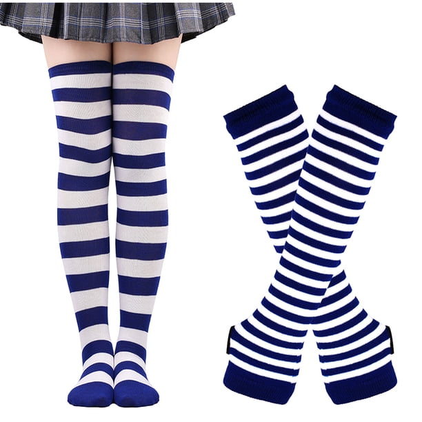 Guantes largos de mujer, de punto, con mangas falsas, manoplas cálidas expuestas y un par de calcetines largos, de algodón.