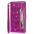 thumbnail image 6 of Feishell Compatible with iPhone 15 Pro Max Wallet Case,Glitter Sparkly Bling PU Leather Zipper Pocket with Credit Card Holder Slots Shockproof Magnetic Clasp Folio Flip Stand Phone Case, Purple, 6 of 7
