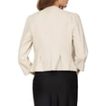 thumbnail image 3 of INSPIRE CHIC Women's Work Crop Blazer Open Front Collarless 3/4 Sleeve Peplum Suit Jacket S Beige White, 3 of 5