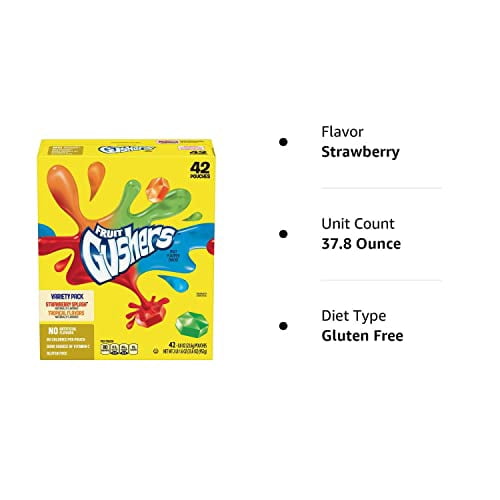 Fruit Gushers Variety Pack, Strawberry Splash and Tropical (42 ct.) A1