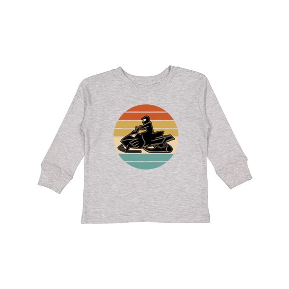 Inktastic Snowmobile Retro Sunset Boys or Girls Long Sleeve Toddler T-Shirt