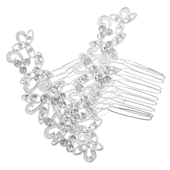 LOLIPPYY 2Pcs Rhinestone Bridal Hair Comb Silver with Floral Design Elegant Wedding Hair Accessories