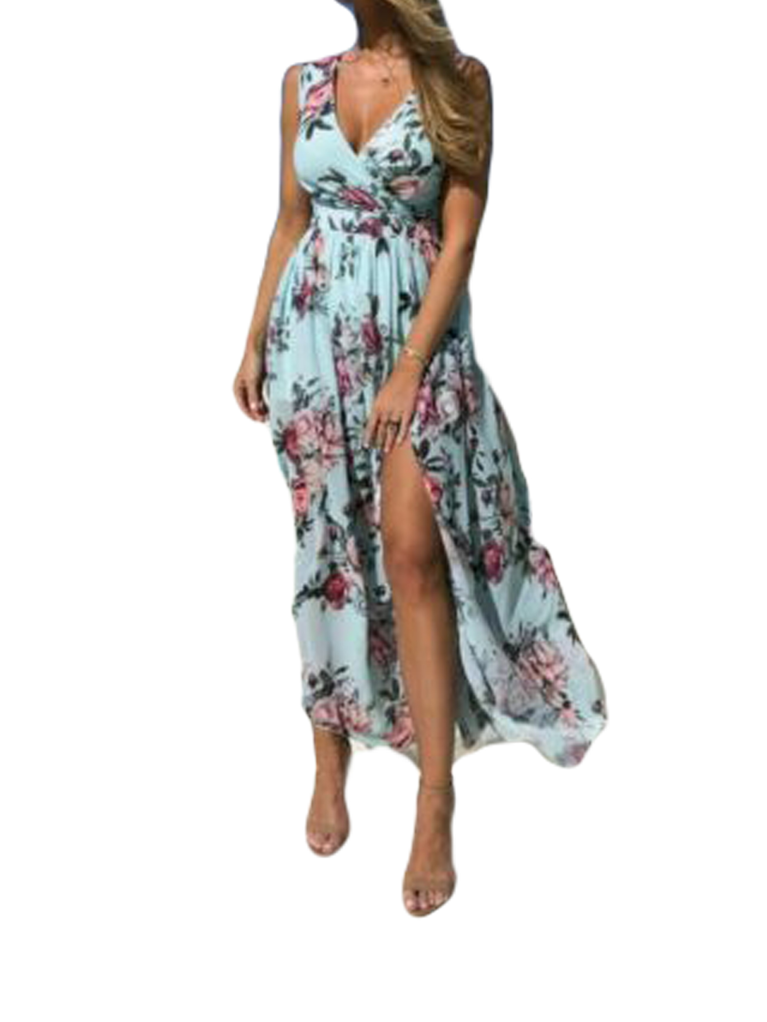 Women's Boho Floral Maxi Dress Ladies Holiday Party Beach Long Casual  Sundress
