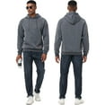 thumbnail image 4 of Xidunhg Mens Hoodies Pullover Long Sleeve Waffle Casual Sweatshirt with Pocket Deep Grey S, 4 of 6