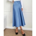 thumbnail image 2 of BTFBM Womens Spring Summer Long Satin Skirt Silk Elegant High Waist Cocktail Party Wedding Flowy A-Line Midi Skirts, 2 of 8