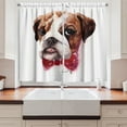 thumbnail image 2 of Ambesonne English Bulldog Kitchen Curtains, Watercolor Dog, 55"x39", Brown Ruby Black, 2 of 3