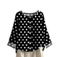 thumbnail image 2 of HLKJKLS Long Sleeve Shirts For Women Casual Button Long Sleeve Printed Top Bamboo Hemp Fabric V Neck Loose Black S-Xxl, 2 of 4
