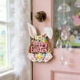 thumbnail image 4 of Wooden Easter Decoration Door Wreath, Hollow Bunny Sign With Flowers & Egg Accents, 17*25Cm Size For Front Door Wall Hanging, Easter Rabbits Theme Home Decor, Happy Easter Festive, 4 of 7