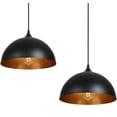 thumbnail image 1 of Lámpara colgante estilo granja en color dorado y negro, diseño exclusivo, con forma de cúpula y altura ajustable, compatible con casquillo E27, para comedor, sala de estar y dormitorio, 2 unidades, 1 of 4