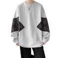 thumbnail image 4 of Blusas y camisas de manga larga con cuello redondo para hombre, color liso, de pana, con bolsillos de empalme, sudadera con cuello redondo, blusa de poliéster para hombre, 4 of 7