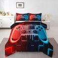 thumbnail image 2 of Red Blue Gaming Comforter Set - Gamer Comforter Twin Bedding Sets , Neon Lights Abstract Geometry Design Gamer Room Decor, 2 of 7