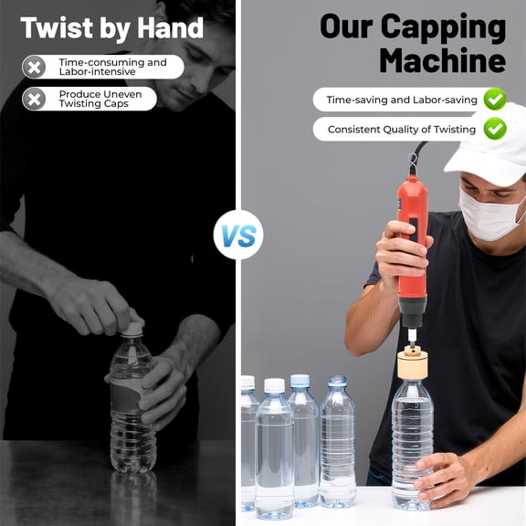 110V Electric Handheld Bottle Capping Machine Capping Screw Bottle Capper Bottle Cap Sealing Tool for Φ10-30mm Round Cap/Sprayer Cap, 20-50 Caps/min (Red)