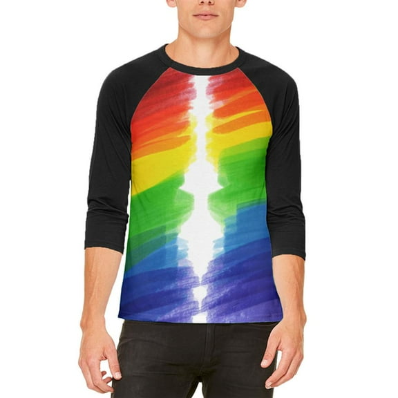 Color Me Gay Lesbian Pride Mens Raglan T Shirt White-Black X-LG