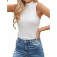 thumbnail image 3 of Women'S Sleeveless Mock Turtlenecks Tops Stretch Slim Fitted Tank Top Basic Bustier Tee White S, 3 of 9