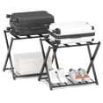 thumbnail image 1 of Costway Set of 2 Folding Luggage Rack with Shelf Travel Suitcase Shoe Storage Holder, 1 of 10