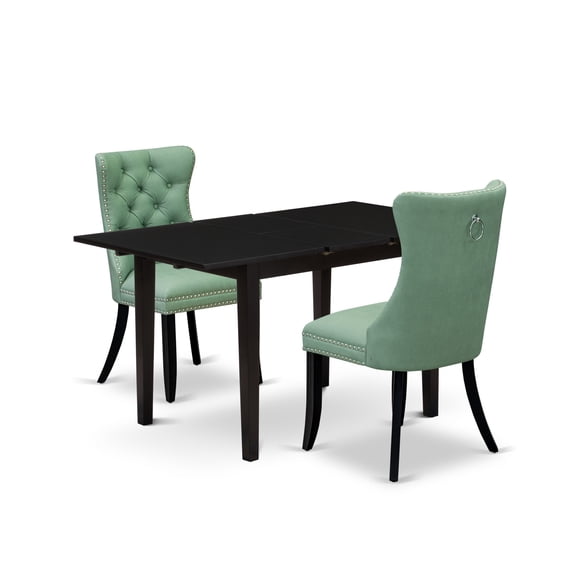 East West Furniture 3 Piece Kitchen Table Set Contains a Rectangle Dining Table with Butterfly Leaf