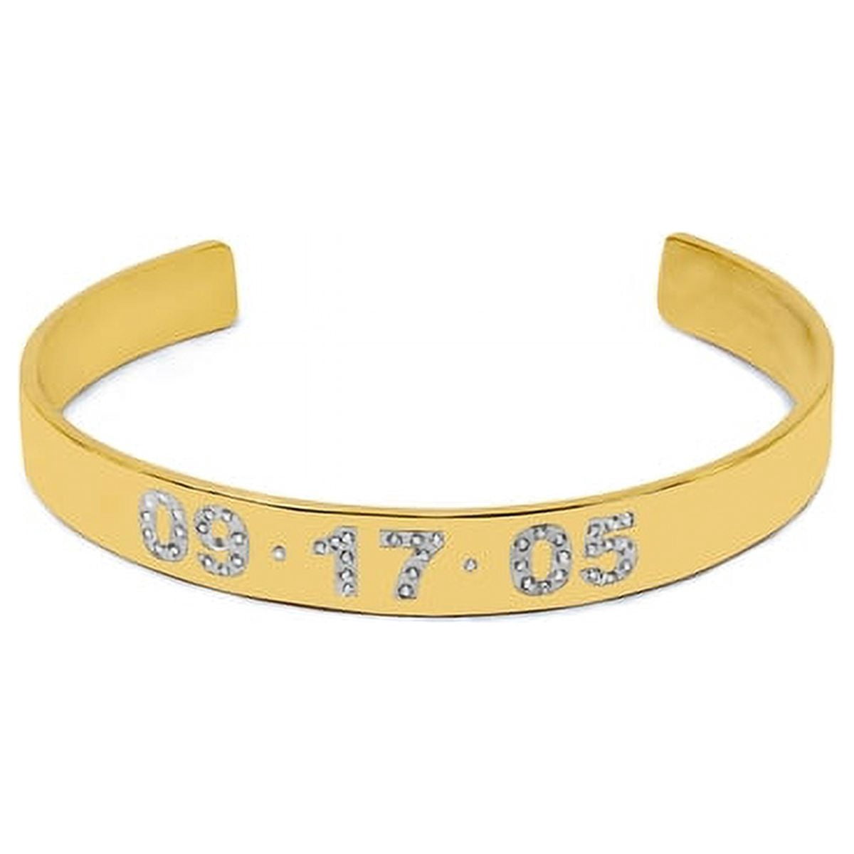 Personalized Date Bangle Bracelet with Stones
