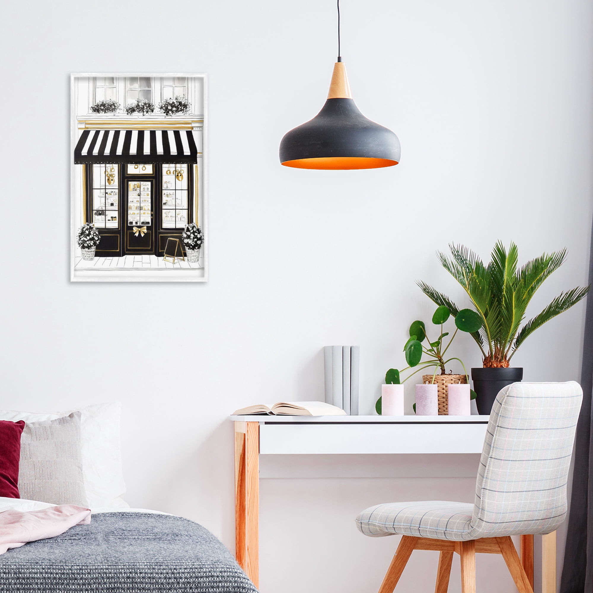 Stupell Industries Paris Storefront Window Display White Framed Giclee Art, design by Petal Prints Design