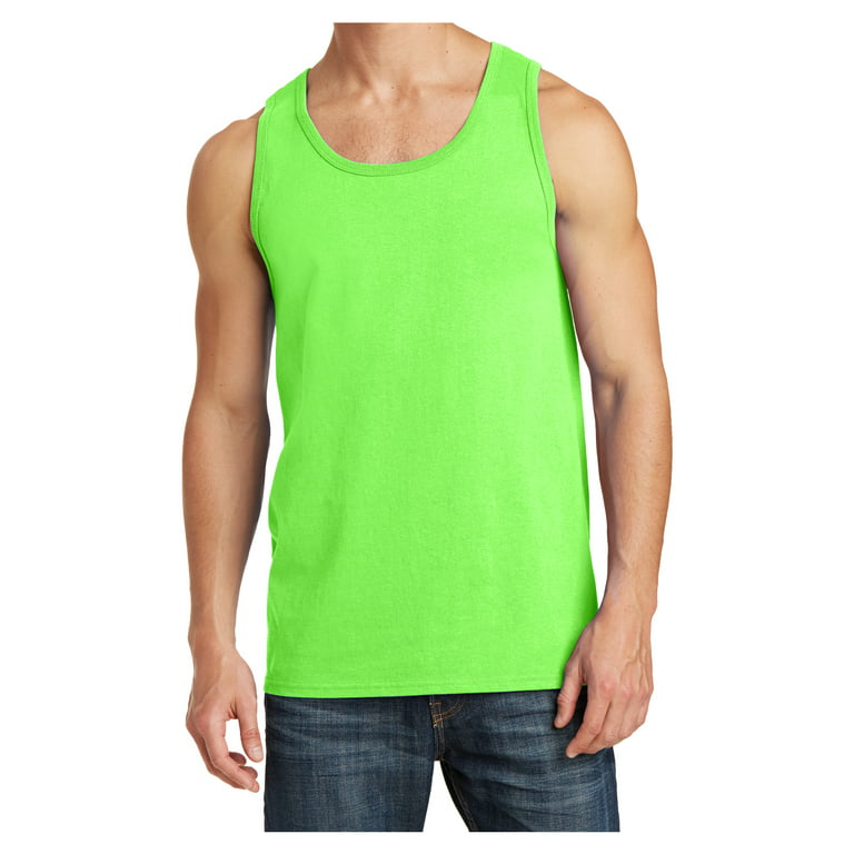indkomst guld Formen Mens Solid Cotton Tank Top Sleeveless Tee Shirt for Sports, Gym, Fitness,  Beach Neon Green 3X-Large - Walmart.com