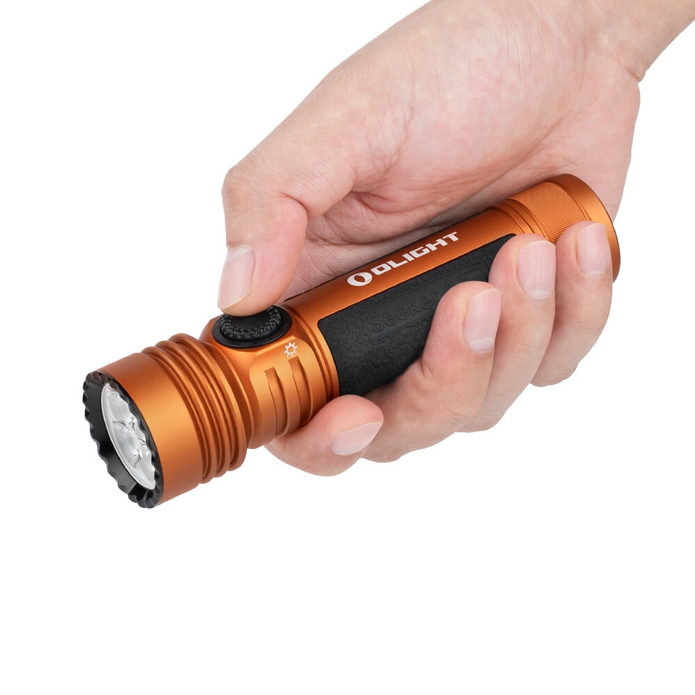 Olight Seeker 4 Pro Orange CW Flashlight & Baton 4 Regal Blue Premium Flashlight