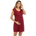thumbnail image 3 of Daqian Maternity Dresses Women's Maternity Pregnancy Sleeveless O-neck Solid Color Dress Plus Size Maternity Clothes on Wine XL(XL), 3 of 7