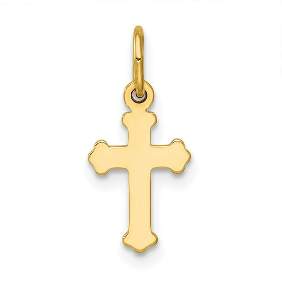 14K Yellow Gold Charm Pendant Themed 18 mm 8 Mini Polished Cross