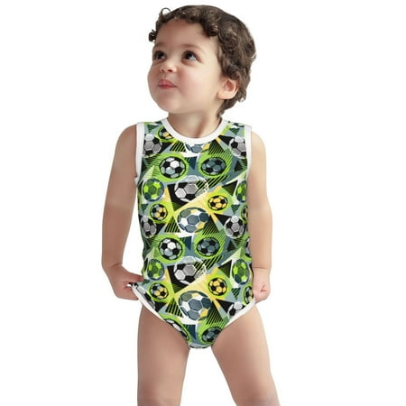 

Vsdgher Football Doodle Print Baby Unisex Baby Cotton Sleeveless Bodysuits Soft and velvety comfortable and breathable
