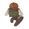 thumbnail image 1 of Baby Boy Fall Outfits Classic Long Sleeve Contrast Color Pocket Hoodie + Pants Set Toddler Clothes, 1 of 7