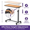 thumbnail image 4 of KEKOY Overbed Table with Wheels, One-Touch Height Adjustable Rolling Hospital Bedside Table, Stable Bed Tray for Eating, Reading, Elderly Home Care and Hospital Use, 4 of 11