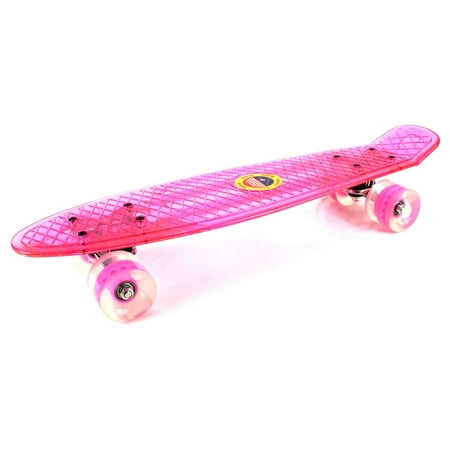 Pink Clear Street Cruiser Banana Skateboard Complete 22