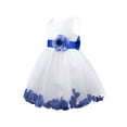 thumbnail image 2 of MSemis Girls Princess Pageant Wedding Bridesmaid Flower Tulle Ball Gown Dress Navy Blue 2, 2 of 6