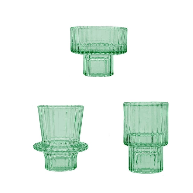 Binwennn Pillar Candle Base Wind Transparent Glass Candle Stand Candlelight Dinner Table Decoration