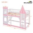 thumbnail image 4 of Bellemave Pink Twin over Twin Kids Castle-shaped Bunk Bed with Ladder for Girls Boys, Twin Size Wood Kids Bunk Bed Frame with Castle Appearance for Kids Child, 4 of 8