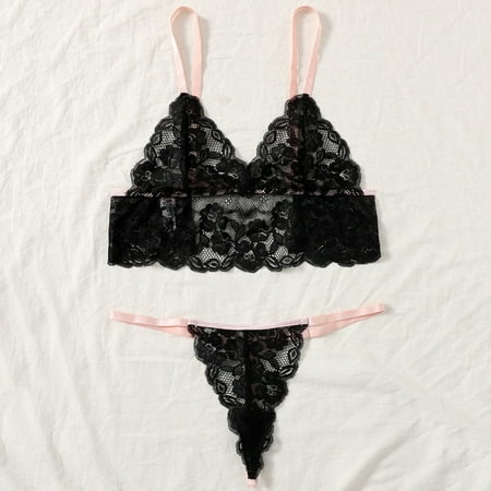 

Miayilima Intimates For Women Lace Color Contrast Suspender Underwear Two Piece Body Shaping Split Suit Size M