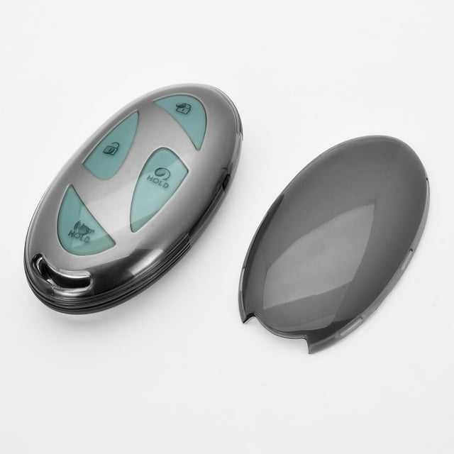HUGFEG Fit for Hyundai Ioniq 6 Key Fob Cover,Premium Soft Transparent TPU 360 Degree Full Protection Compatible with Hyundai Ioniq 6 Grandeur GN7 KONA 5 Buttons 7 Buttons Smart Key(Smoke U2536-21580