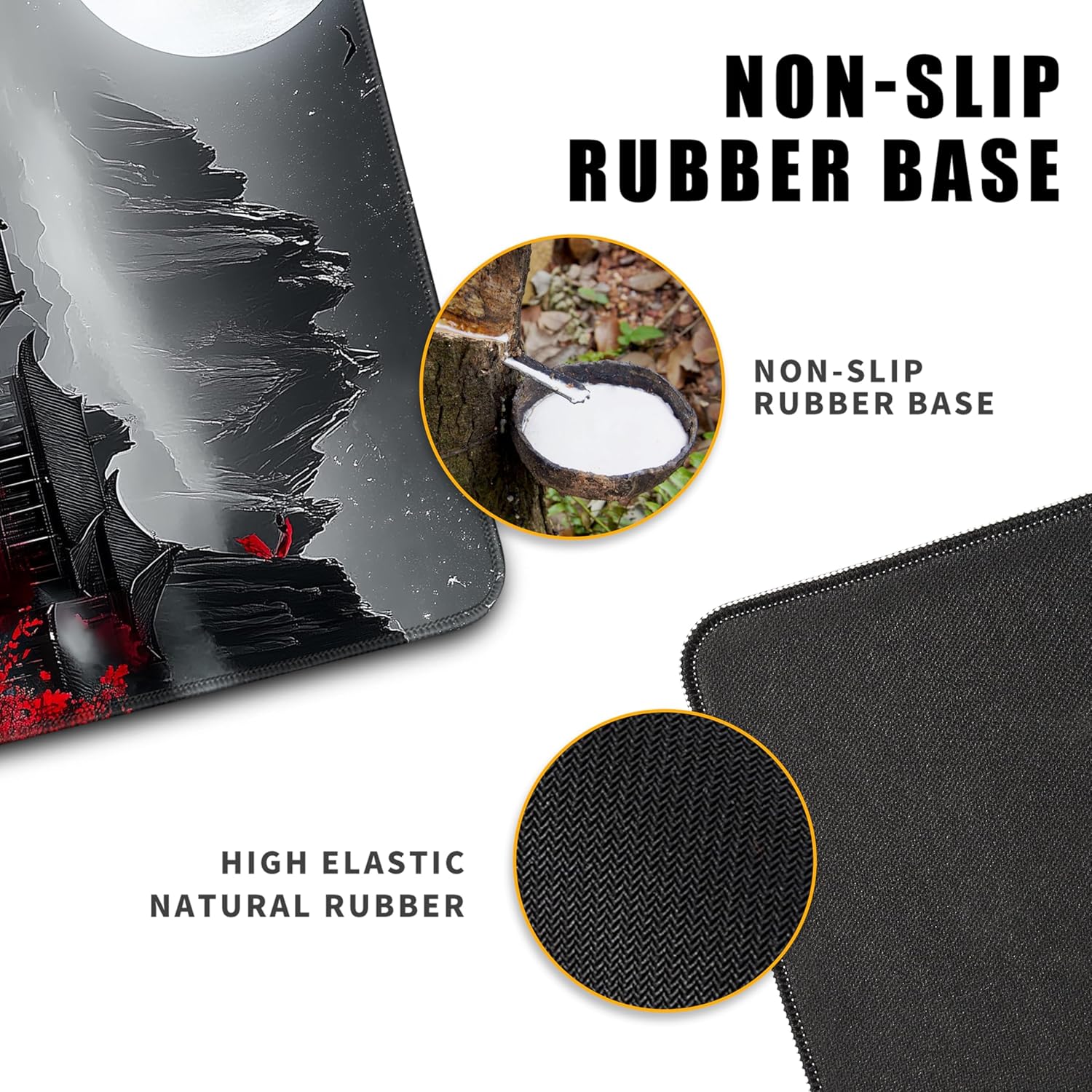Japanese Desk Mat Riverside Full Moon Large Mouse Pad Gaming Mousepad Extended XL Keyboard Mat Computer Laptop Mouse Desktop Mat 31.5 X 11.8 Desk Decor